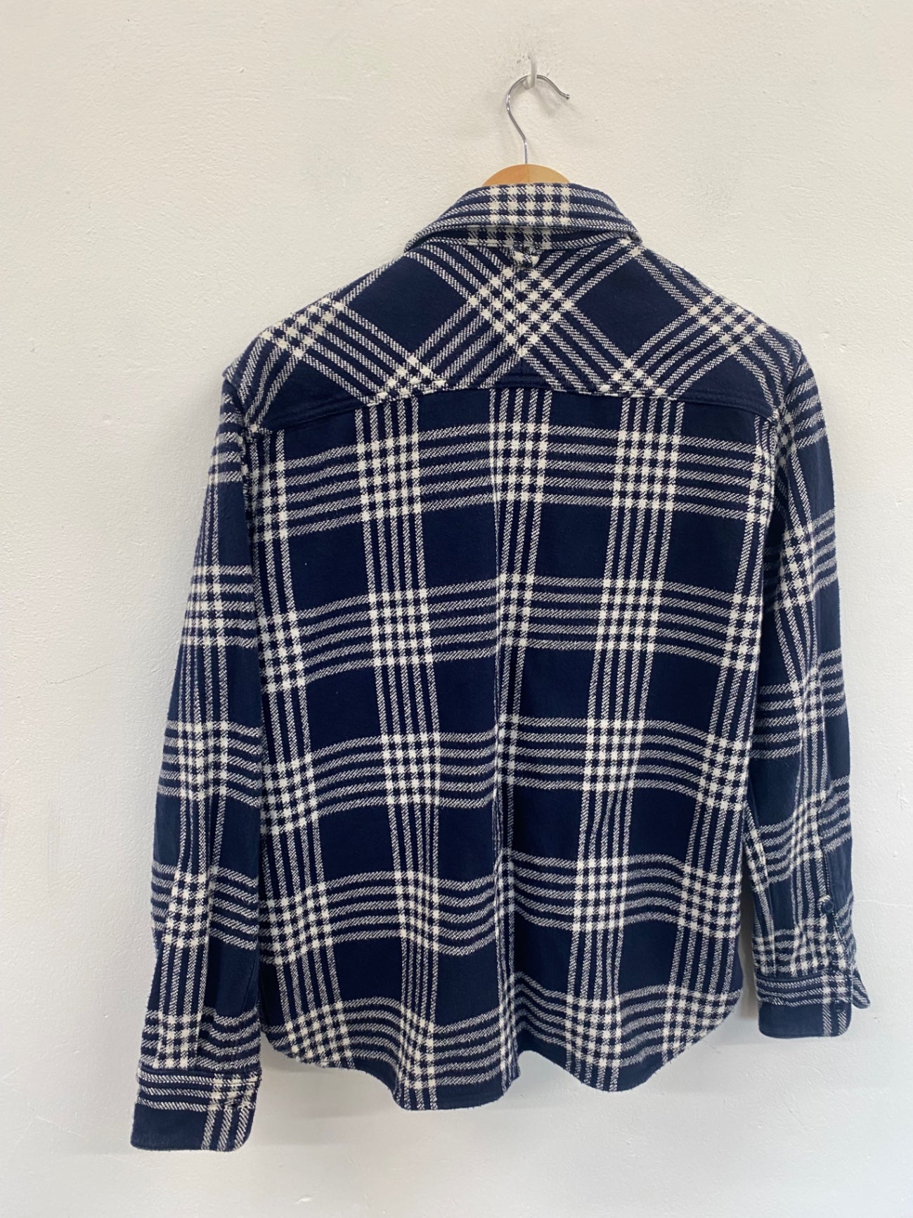 Fabulous Neighborhood lumberjack plaid Shirt UkM Navy & White ZB458