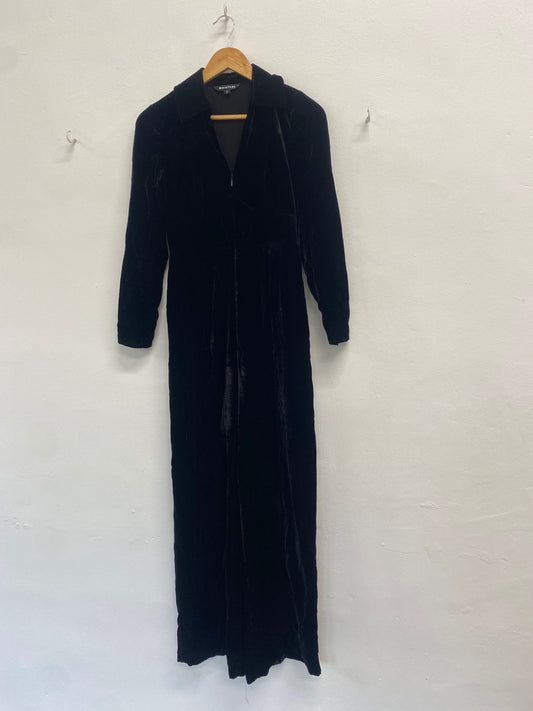 Fabulous Whistles Jumpsuit UK 8 Black velvet zip front ZB458