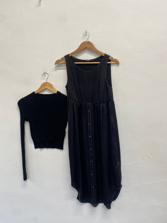 Fabulous AllSaints Shirt jumper 2 piece kowlo Dress UK S Black ZB458