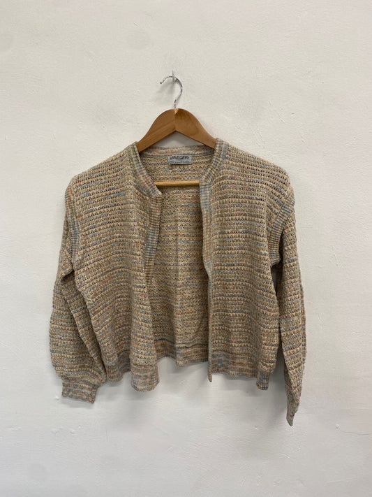 Fabulous Jaeger Cardigan UK S Beige pastels silk linen AT002