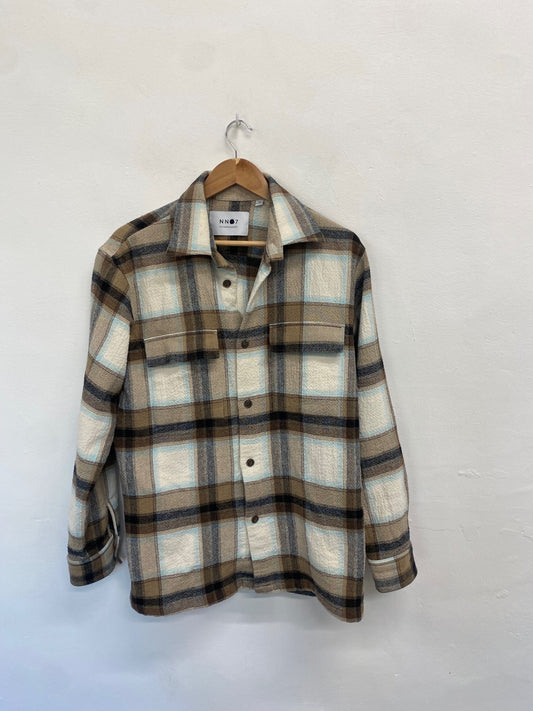 Fabulous NN07 Shacket UK M Brown beige checked ZB458