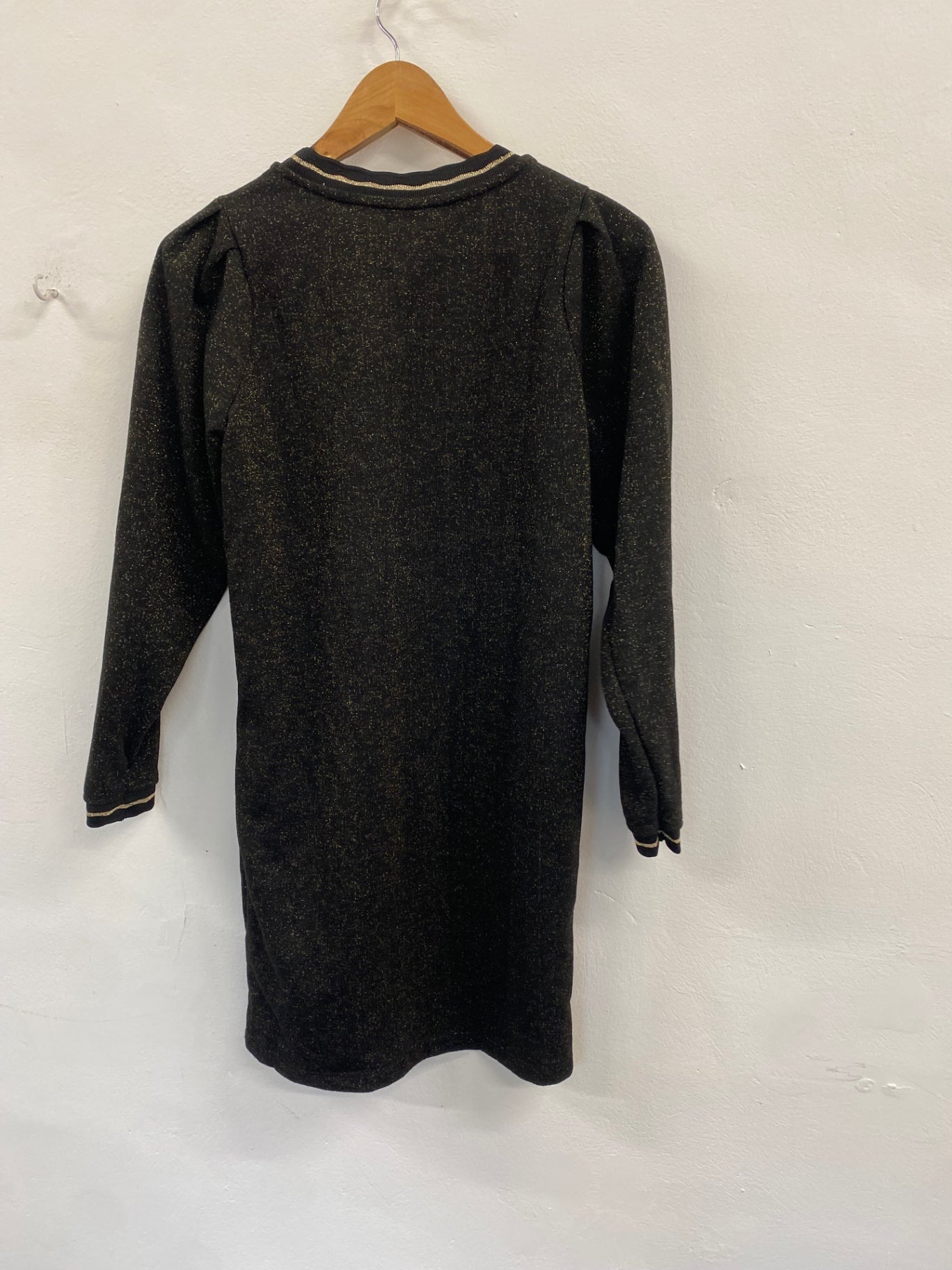 Fabulous Oliver Bonas Jumper mini Dress Uk 6 Black gold metallic SW461