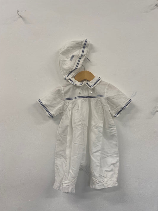 Fabulous Emile Et Rose sailor traditional Baby Clothes 6-9mths White Hat & suit #5 SW461