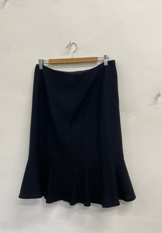 Fabulous Hobbs Skirt UK 14 Black frill hem office SW461