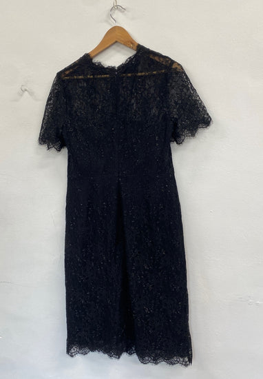 Fabulous HOBBS etheral lace party Dress UK 12 Black sparkle SW461