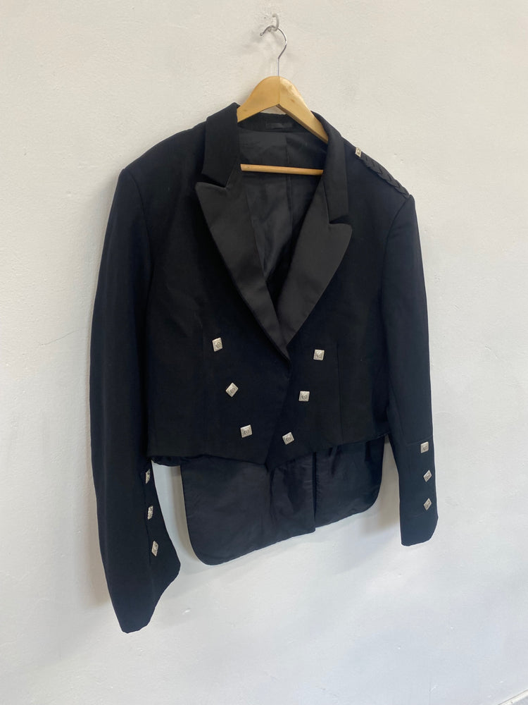 Fabulous Scottish Prince Charlie Kilt Jacket 48R Black ex Hire #501 MD001