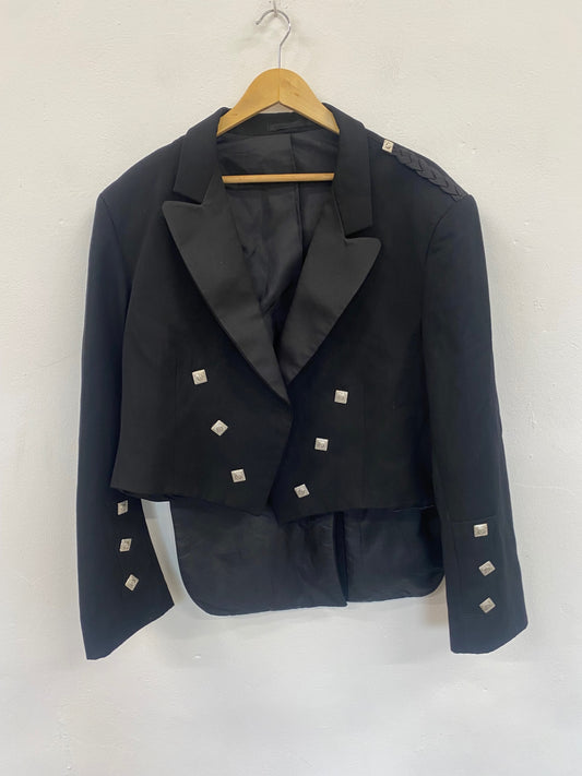Fabulous Scottish Prince Charlie Kilt Jacket 48R Black ex Hire #501 MD001