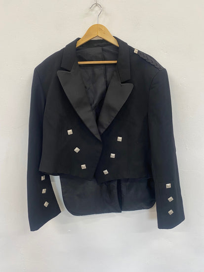 Fabulous Scottish Prince Charlie Kilt Jacket 48R Black ex Hire #501 MD001