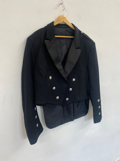 Fabulous Scottish Prince Charlie Kilt Jacket 48R Black ex Hire #501 MD001