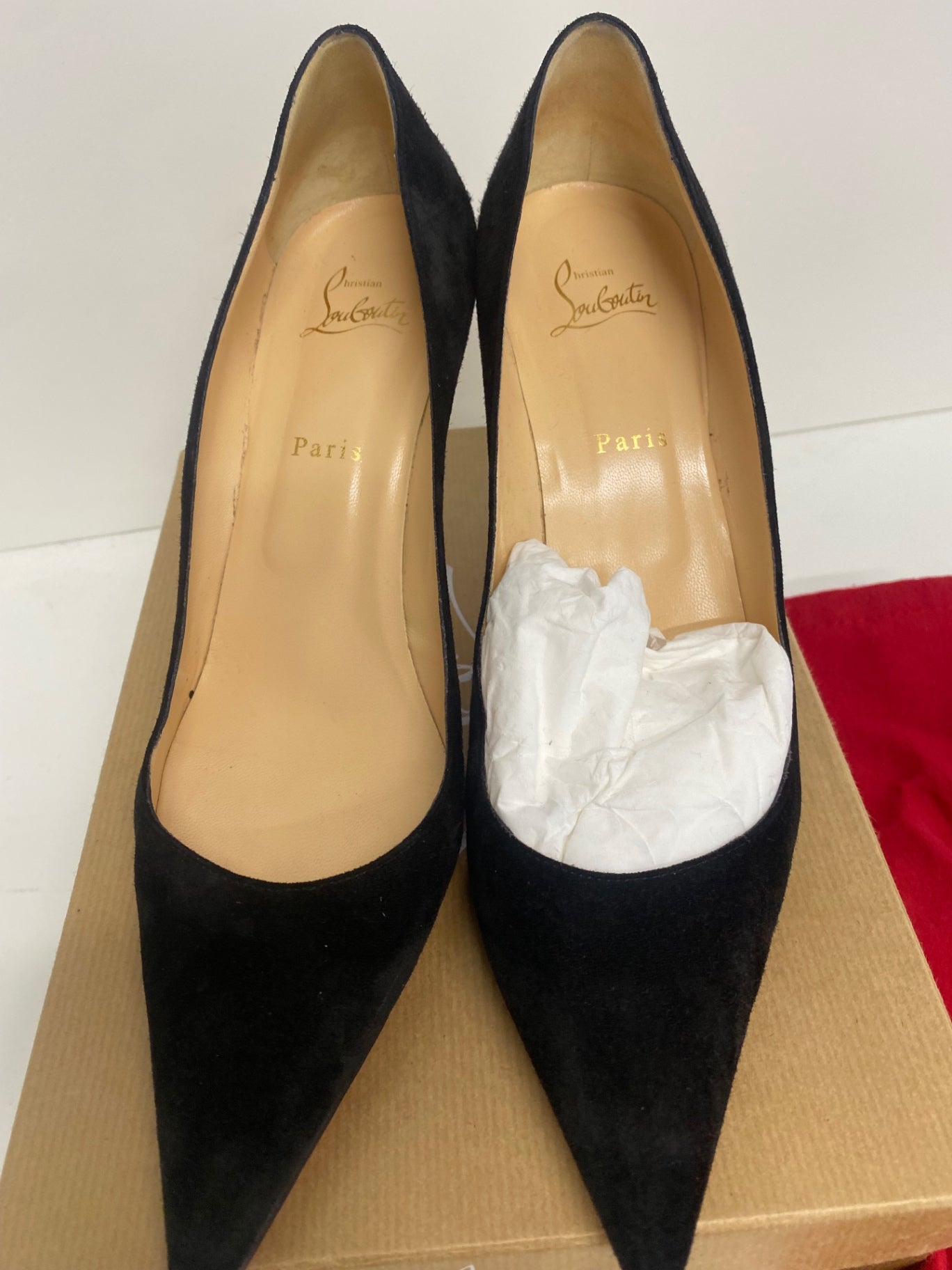 Fabulous Christian Louboutin Clare 80 Veau Velours High Heels UK8.5 Black PS462