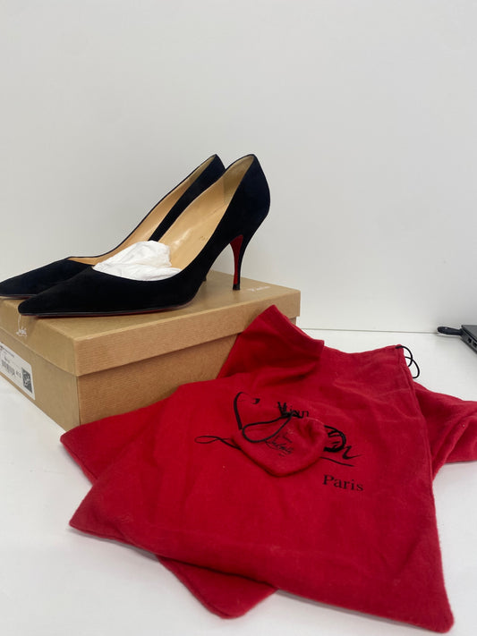 Fabulous Christian Louboutin Clare 80 Veau Velours High Heels UK8.5 Black PS462