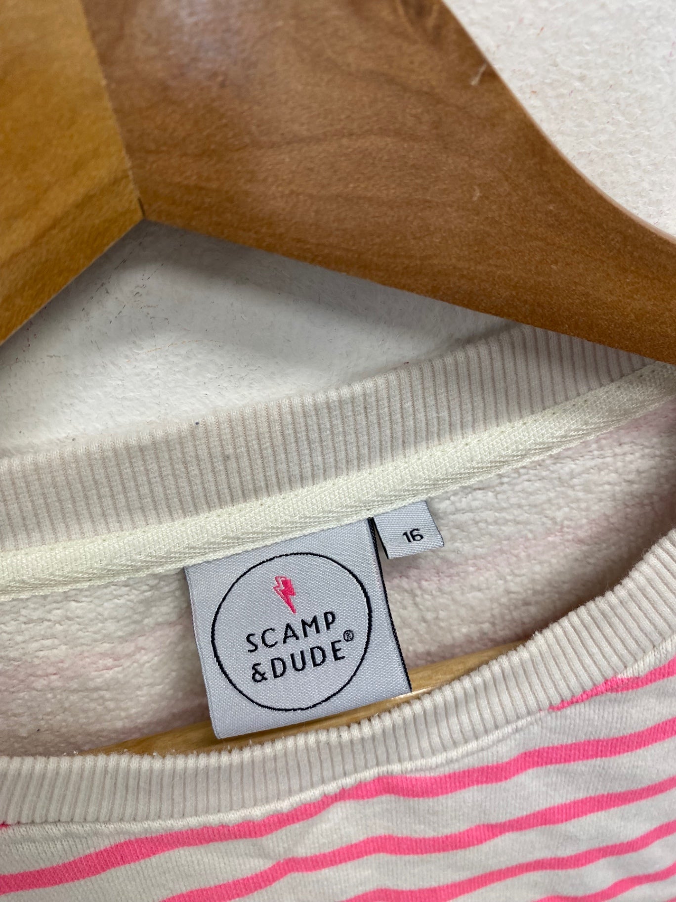 Fabulous Scamp & dude Sweater UK 16 Pink and White stripe KN002