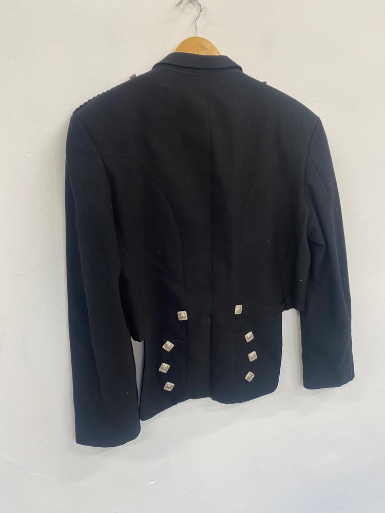 Fabulous Scottish Prince Charlie Kilt Jacket 42S Black ex hire #503 MD001