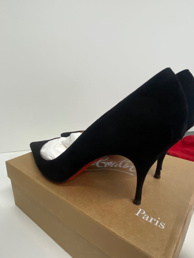 Fabulous Christian Louboutin Clare 80 Veau Velours High Heels UK8.5 Black PS462