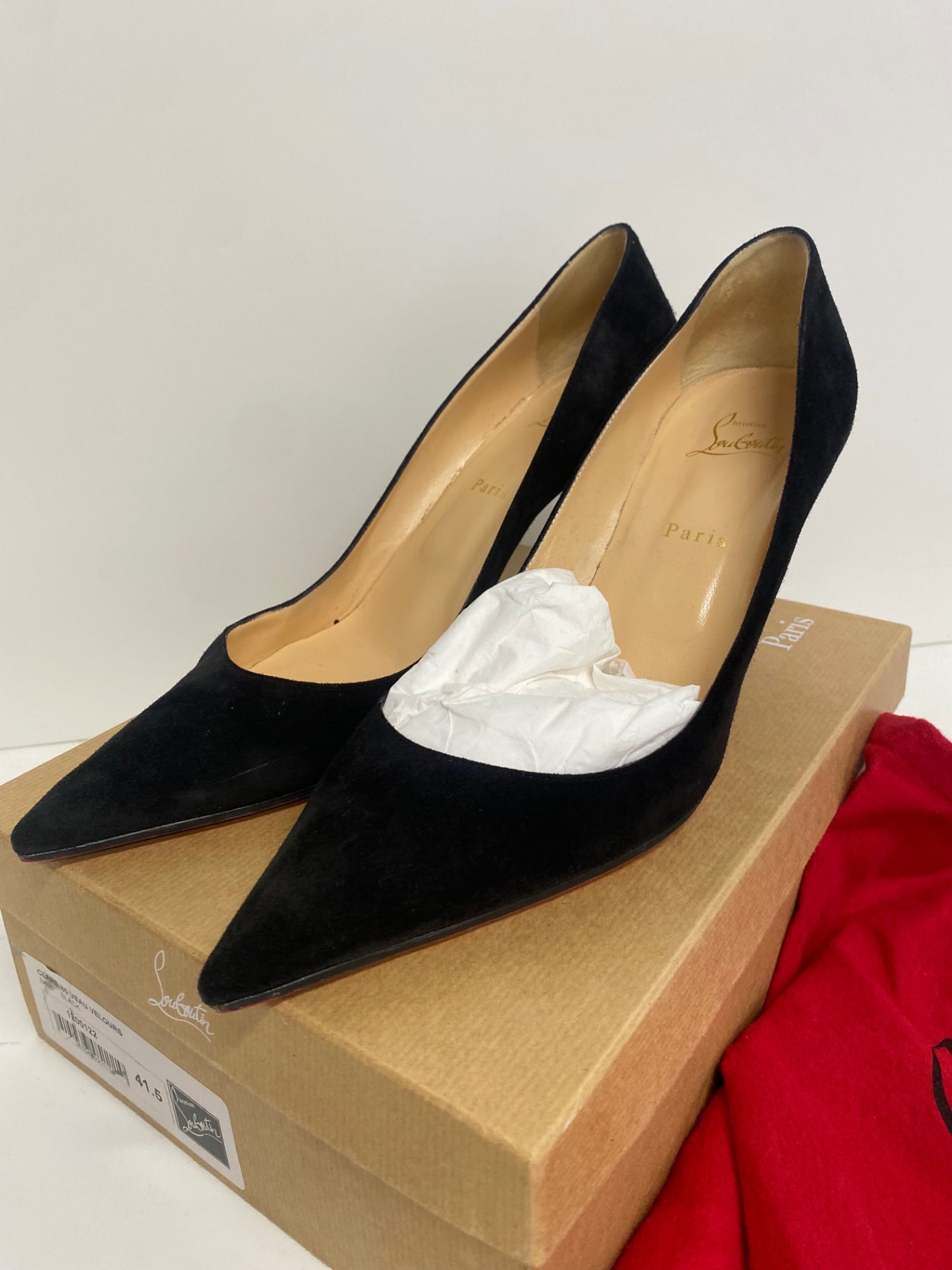 Fabulous Christian Louboutin Clare 80 Veau Velours High Heels UK8.5 Black PS462