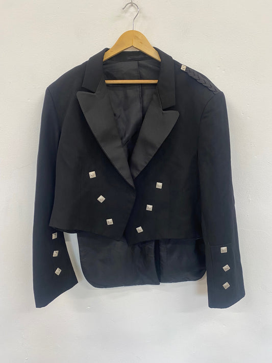 Fabulous Scottish Prince Charlie Kilt Jacket 48R Black ex Hire #501 MD001