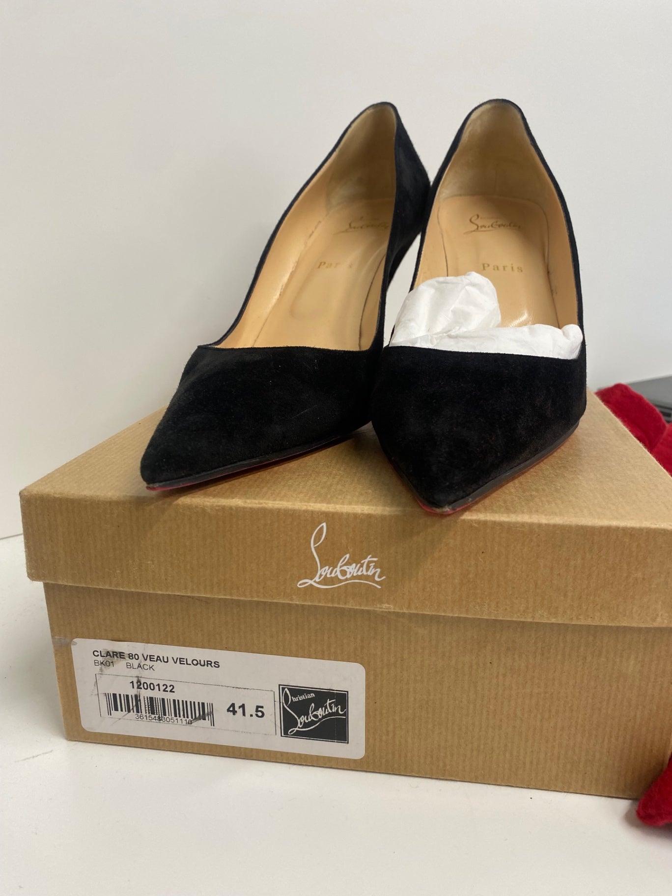 Fabulous Christian Louboutin Clare 80 Veau Velours High Heels UK8.5 Black PS462