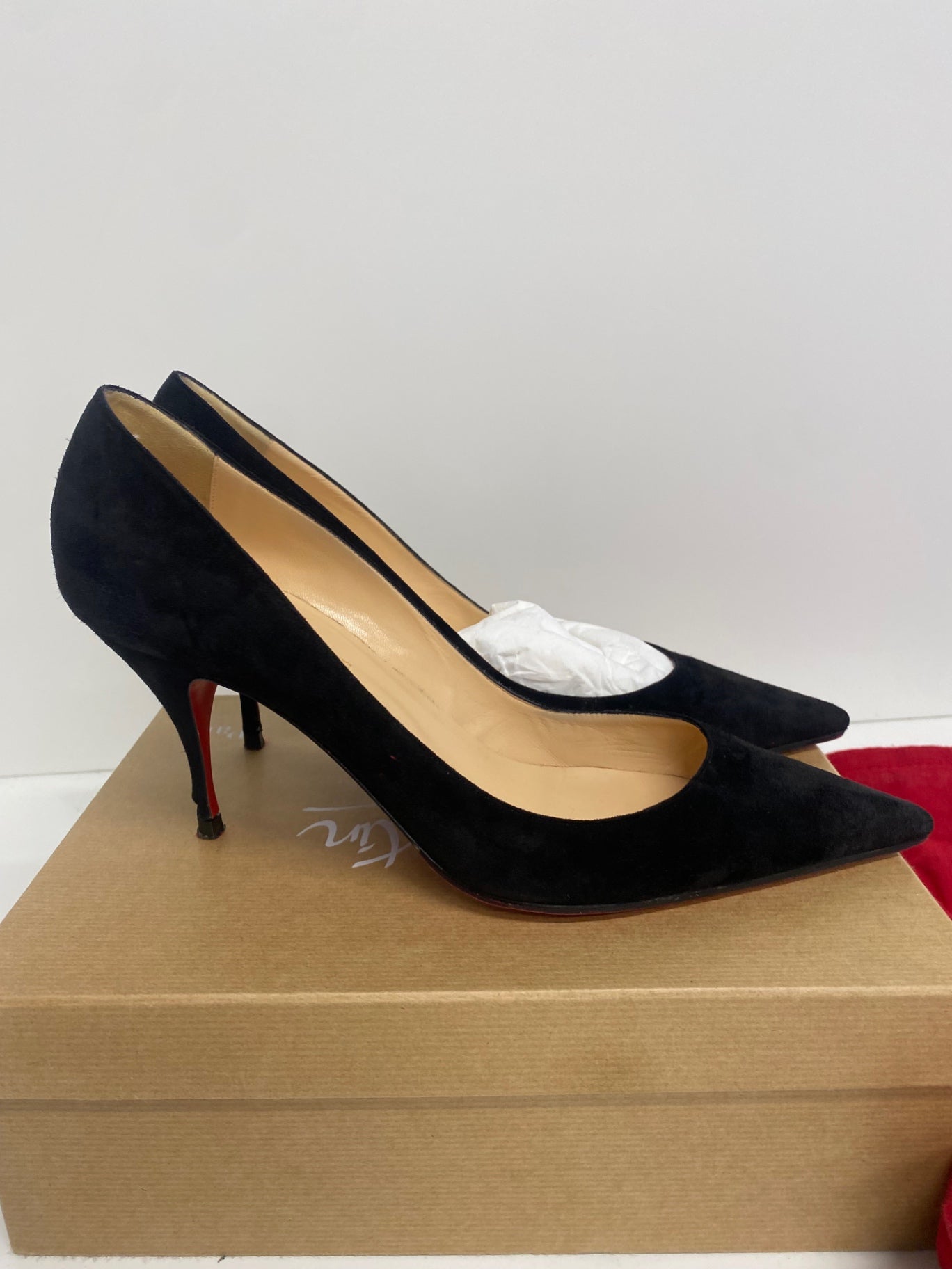 Fabulous Christian Louboutin Clare 80 Veau Velours High Heels UK8.5 Black PS462