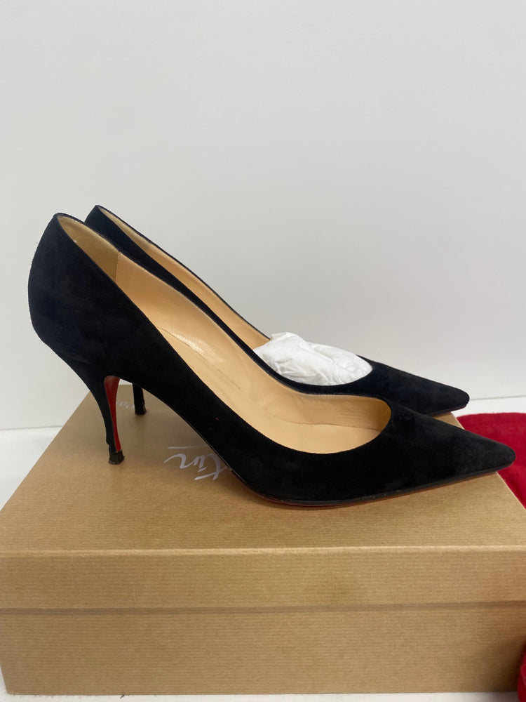 Fabulous Christian Louboutin Clare 80 Veau Velours High Heels UK8.5 Black PS462