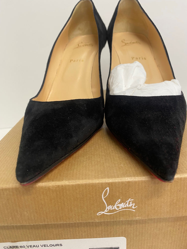 Fabulous Christian Louboutin Clare 80 Veau Velours High Heels UK8.5 Black PS462