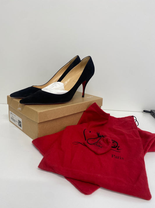 Fabulous Christian Louboutin Clare 80 Veau Velours High Heels UK8.5 Black PS462