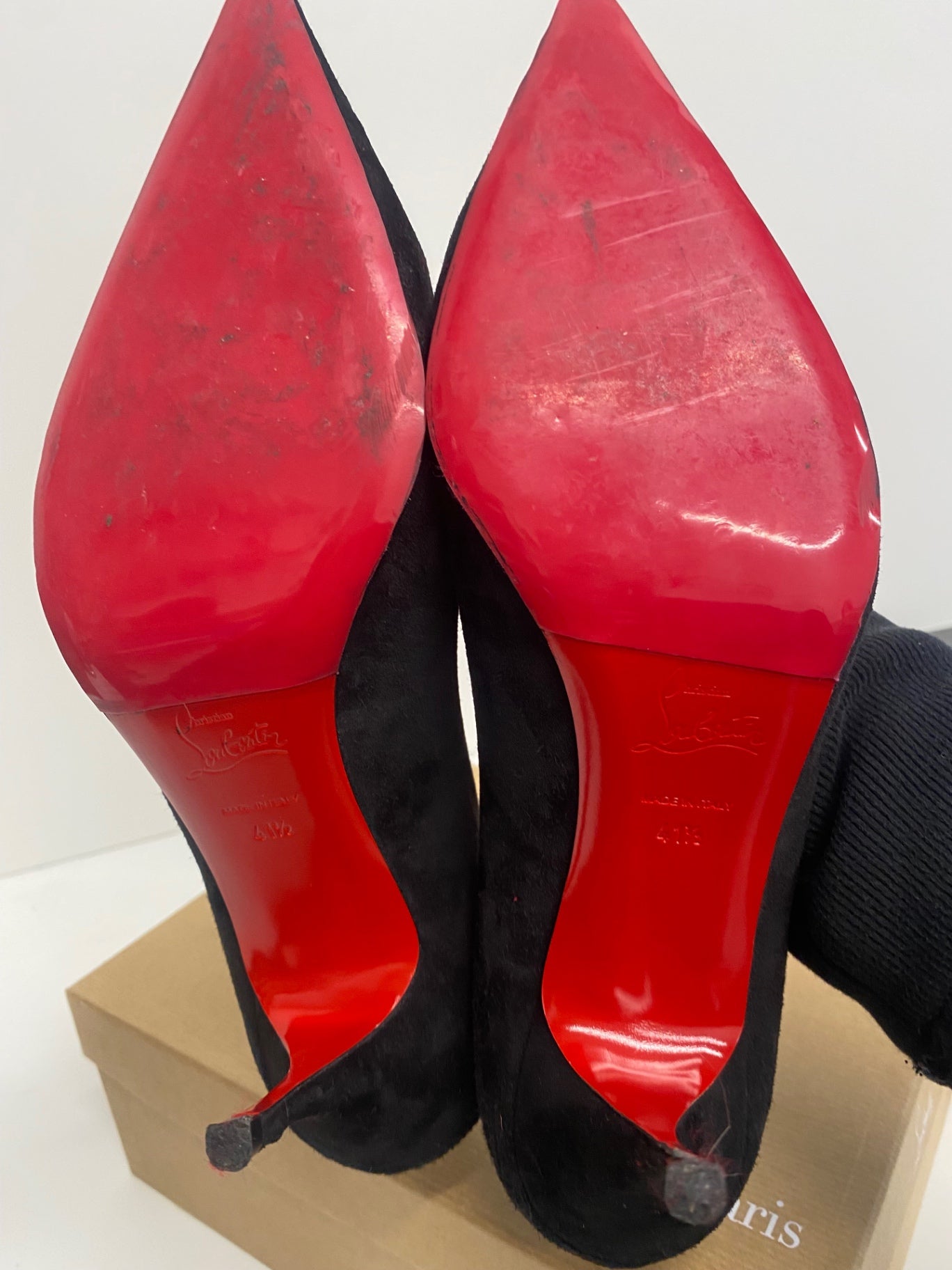 Fabulous Christian Louboutin Clare 80 Veau Velours High Heels UK8.5 Black PS462