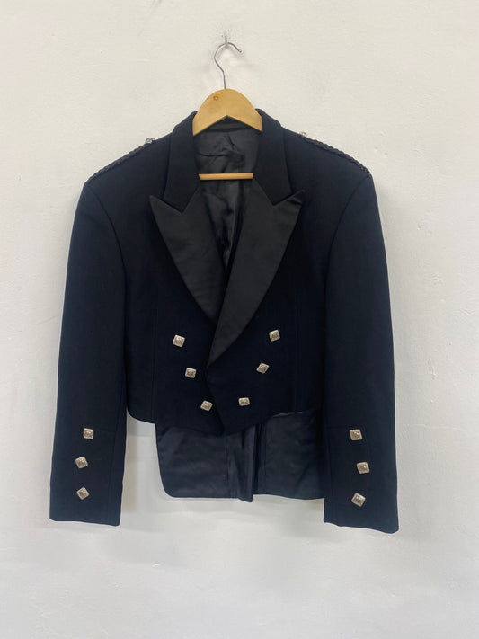 Fabulous Scottish Prince Charlie Kilt Jacket 42S Black ex hire #503 MD001