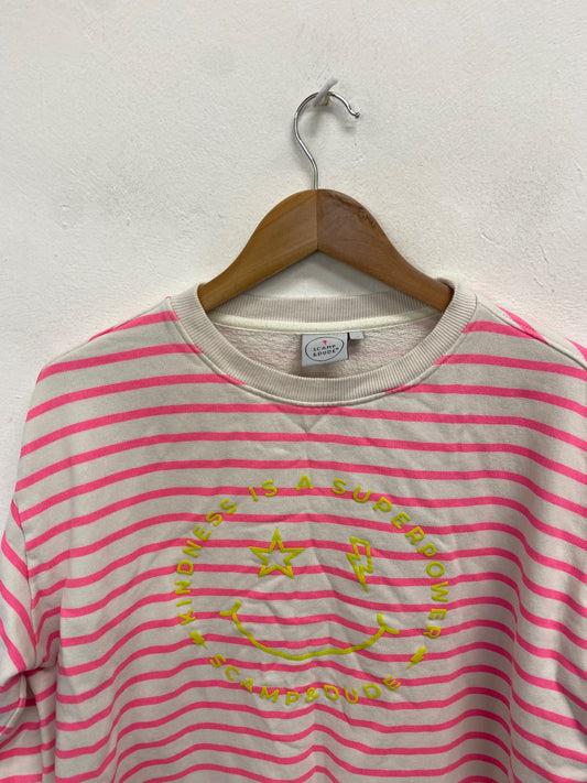 Fabulous Scamp & dude Sweater UK 16 Pink and White stripe KN002