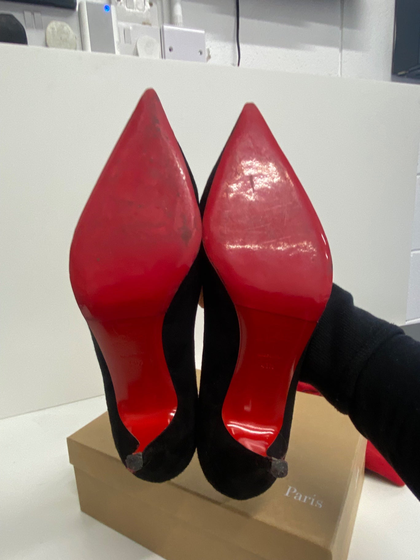 Fabulous Christian Louboutin Clare 80 Veau Velours High Heels UK8.5 Black PS462