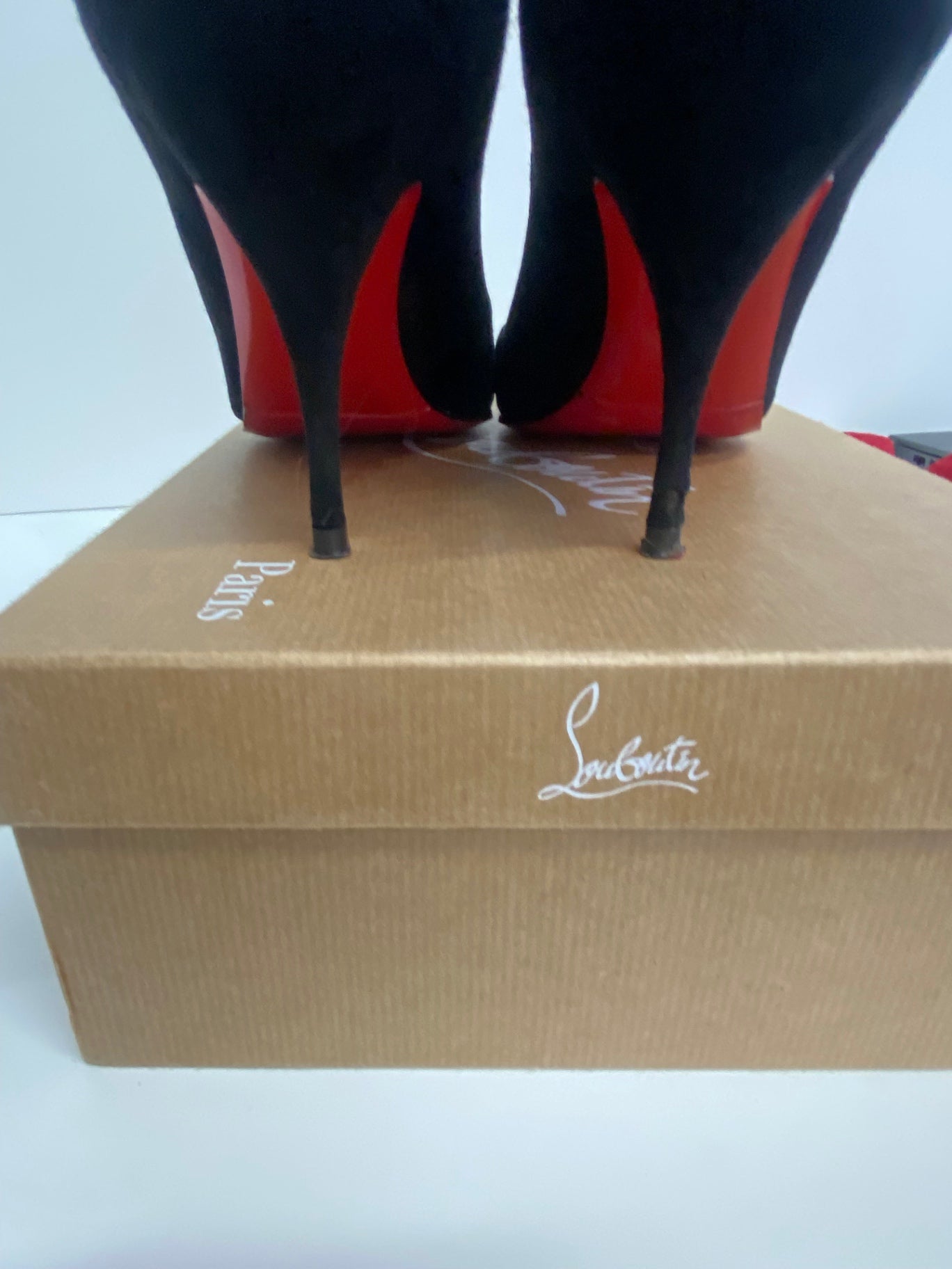 Fabulous Christian Louboutin Clare 80 Veau Velours High Heels UK8.5 Black PS462
