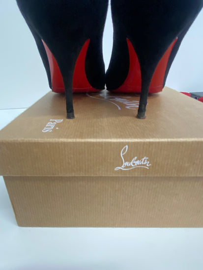 Fabulous Christian Louboutin Clare 80 Veau Velours High Heels UK8.5 Black PS462