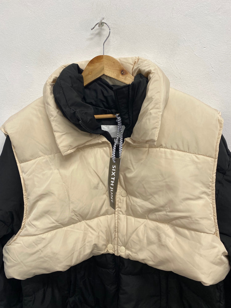 Fabulous SixthJune Puffer Jacket UK L Beige and Black