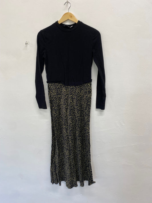 Fabulous Mint Velvet Dress Uk 10 Black leopard JF463