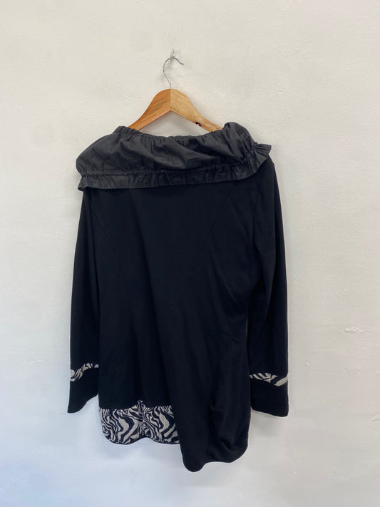 Fabulous Saopaulo Dress jacket UK L Black zebra shirred collar JF463