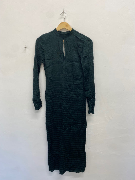 Fabulous Mint Velvet Dress UK 10 Dark green shirred maxi JF463