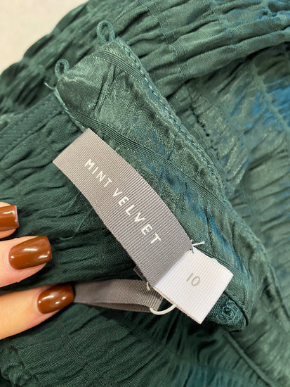 Fabulous Mint Velvet Dress UK 10 Dark green shirred maxi JF463