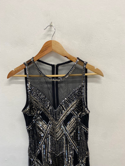 Fabulous Miss Selfridge Dress Uk 10 Black and silver sequin party JF463