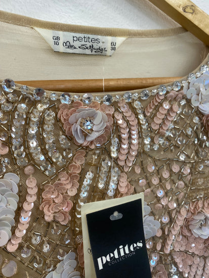 Fabulous Miss Selfridge Floral embellished Dress UK10 petite Gold & Peach JF463 