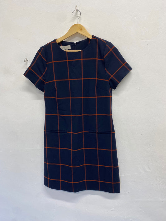 Fabulous Hobbs Dress Uk 10 Navy checked midi JF463