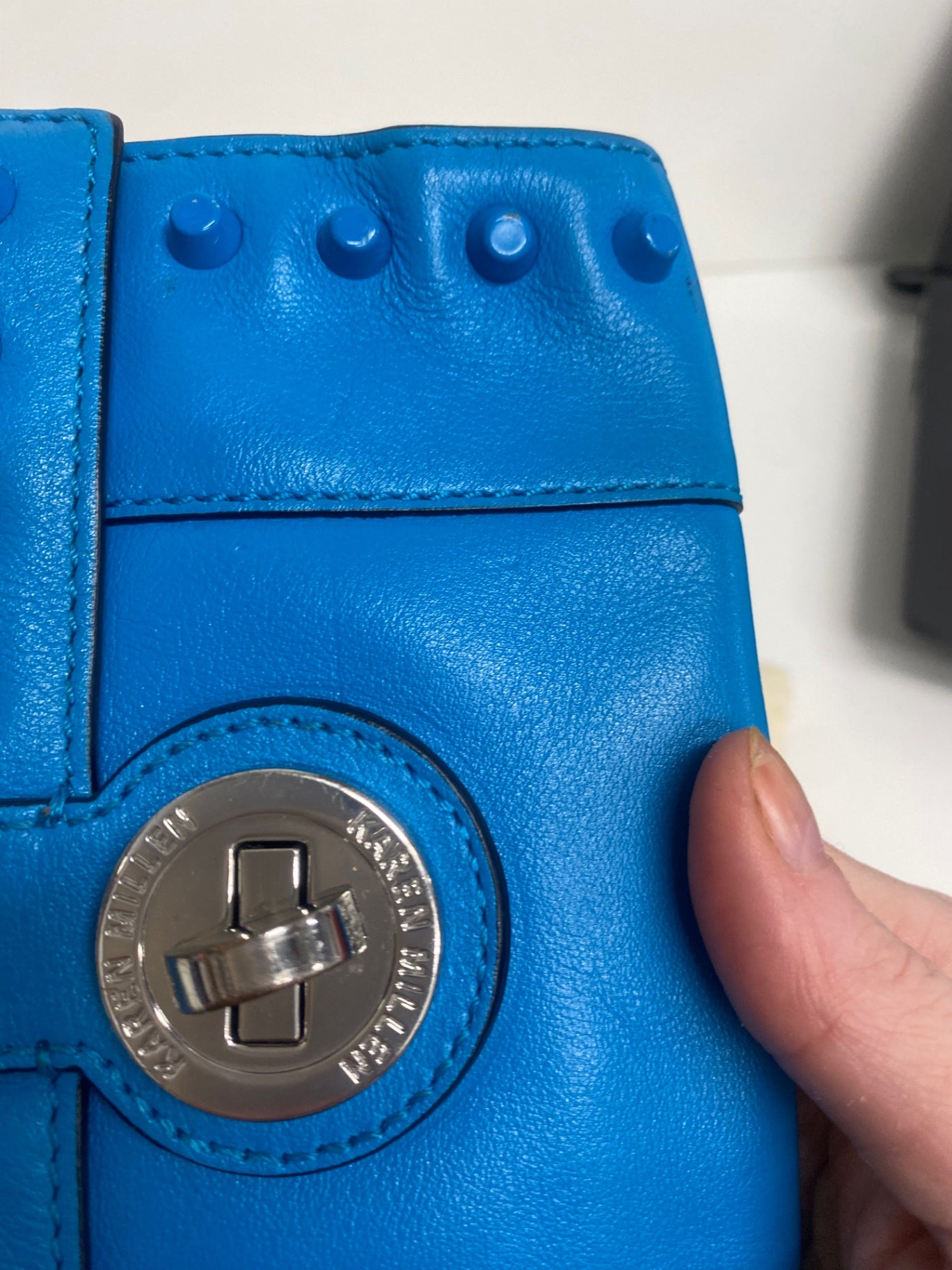 Fabulous Y2K Rare Karen Millen  blue studded Purse One size leather TG465