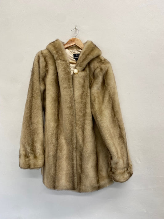 Fabulous Dennis basso Faux fur jacket UK M Cream caramel arctic AP464