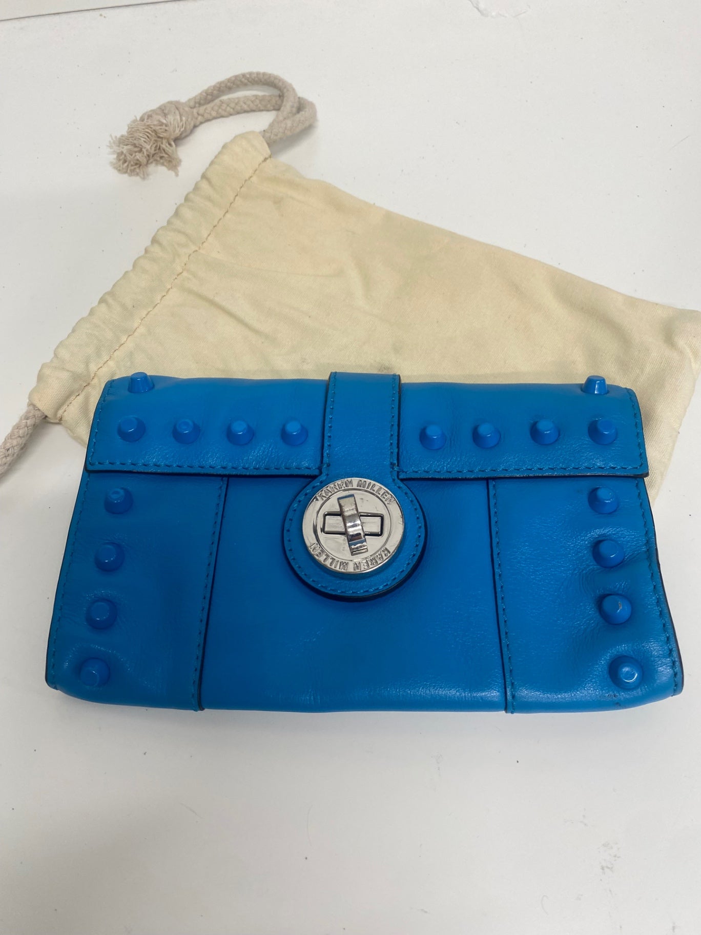 Fabulous Y2K Rare Karen Millen  blue studded Purse One size leather TG465