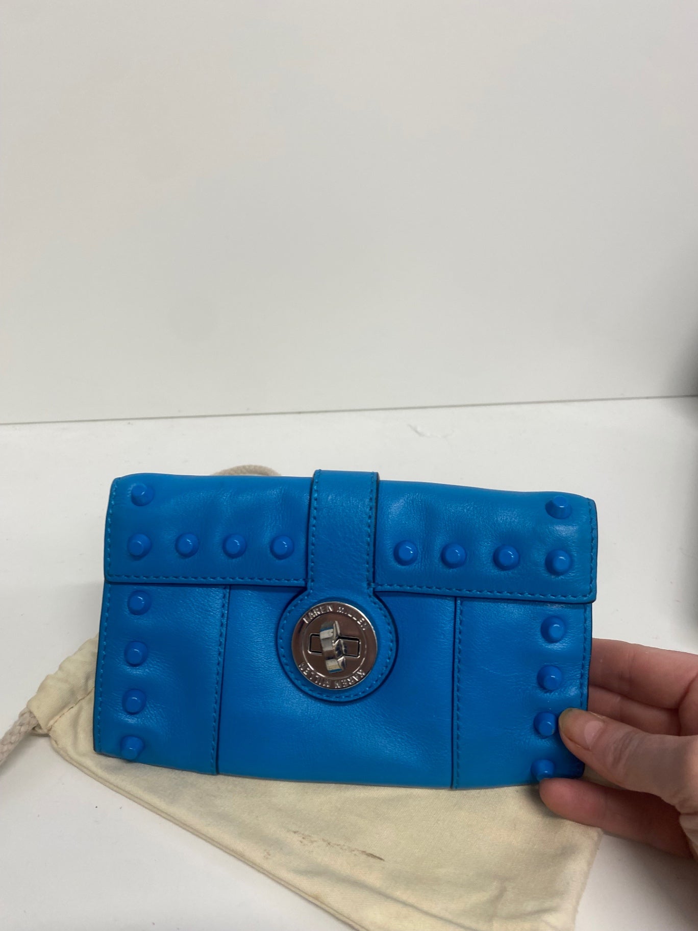 Fabulous Y2K Rare Karen Millen  blue studded Purse One size leather TG465