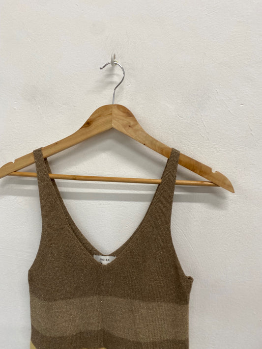 Fabulous REISS maria Tank Top UK XS Gold yellow metallic sparkle TG465