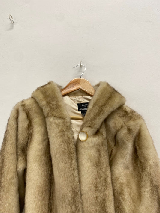 Fabulous Dennis basso Faux fur jacket UK M Cream caramel arctic AP464