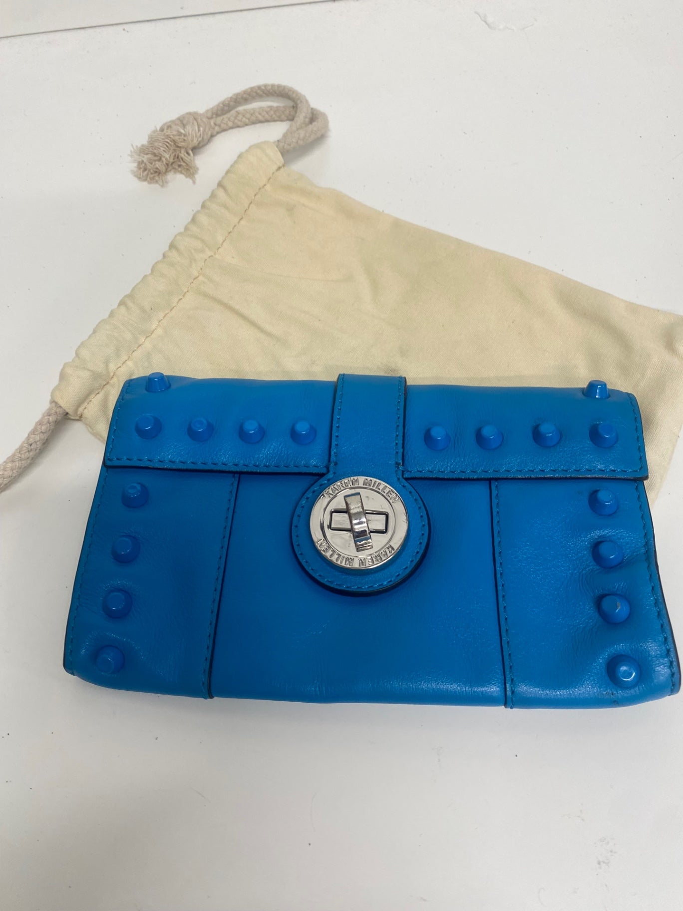 Fabulous Y2K Rare Karen Millen  blue studded Purse One size leather TG465