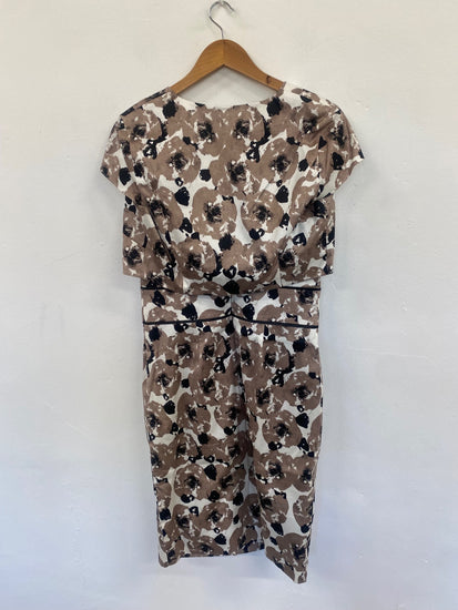 Fabulous Laura Ashley Poppy Occasion Dress Uk14 Beige & black AS466