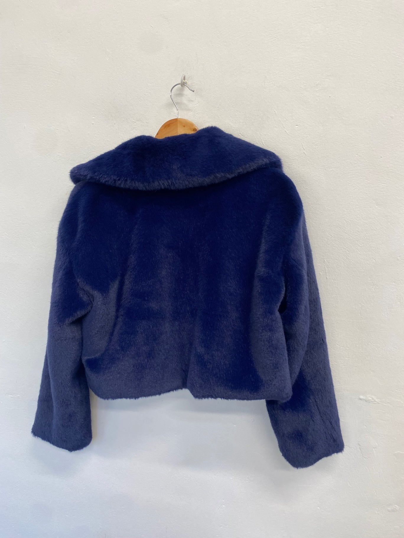 Fabulous JAYLEY Faux fur jacket UK M Navy classy AS466