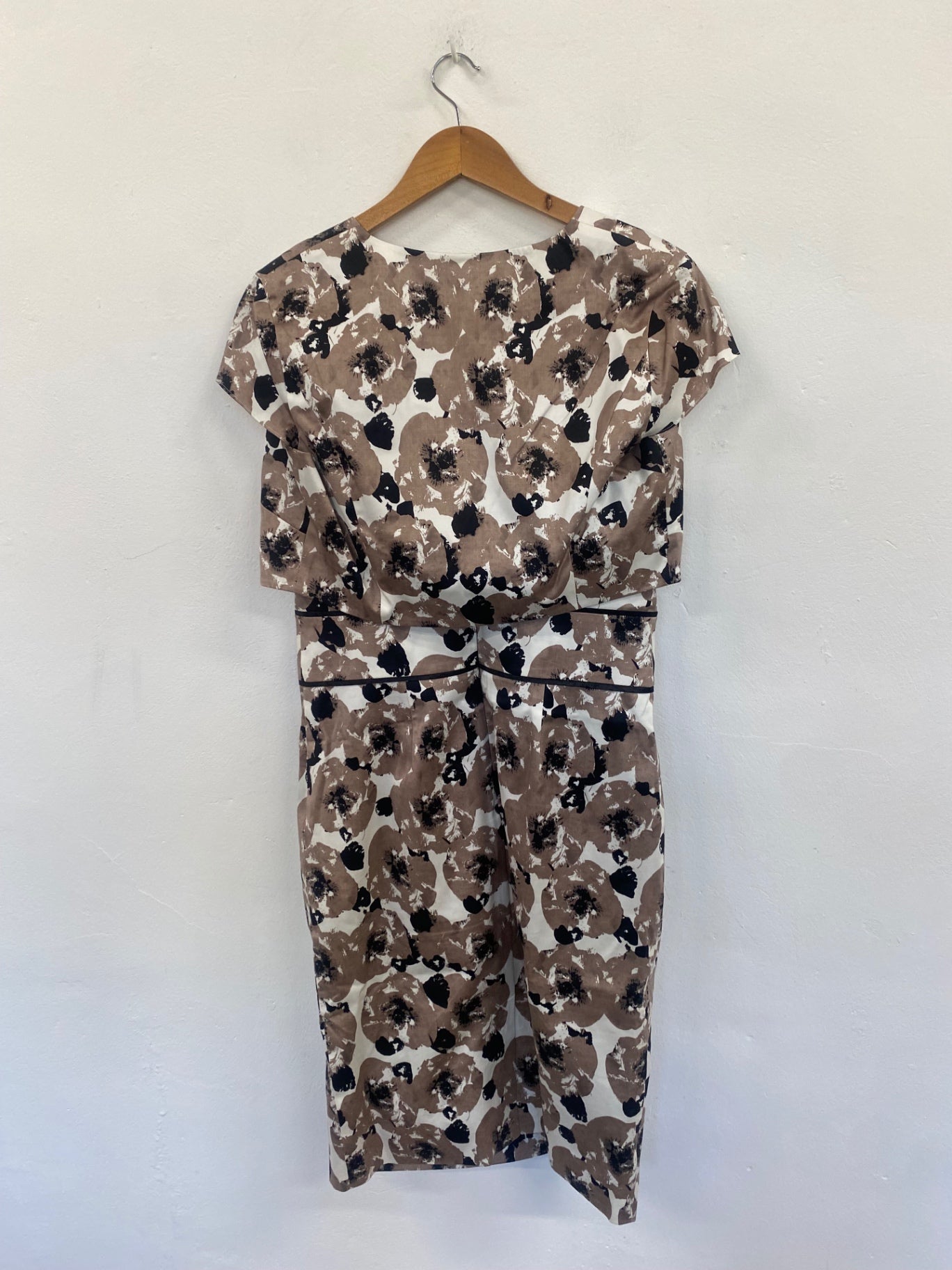 Fabulous Laura Ashley Poppy Occasion Dress Uk14 Beige & black AS466