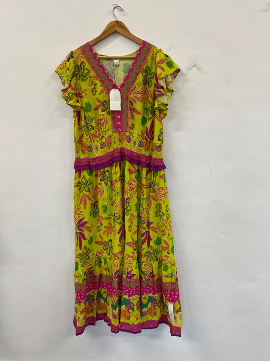 Fabulous Monsoon beach tropical romantic Dress UK22 Yellow CC001
